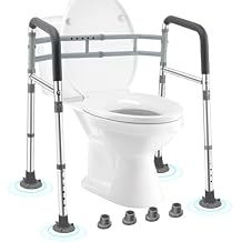 Toilet Safety Rails for Seniors, Adjustable & Foldable Toilet Frame for Elderly and Disabled, Handicap Toilet Handles Fits Any Toilet 350 lb