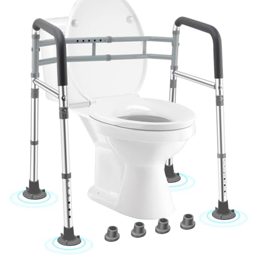 Toiletten Sicherheitsgeländer Aufstehhilfe 150 KG Toilettensitz mit rutschfesten Griffen für Senioren Behinderte WC-Hilfegriffe Faltbar