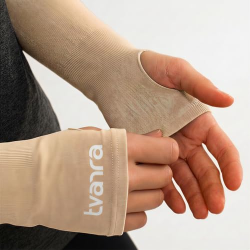 Image of TVARRA Anti-Tan Fingerless Arm Sleeves for Women|UV Protection Hand Cover Sleeves for Bike Riding, Running & Outdoor Use,Dust & Summer Protection Arm Sleeves