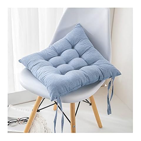 JLWM Chair Pad Striped Cotton, Seat Cushion With Ties Not-slip Winter Seat Pad Chair Cushion Thickening Breathable For Home Dining Chair-blue-50x50cm Cover