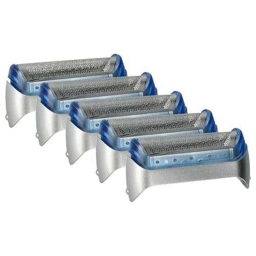 vhbw 5x Lámina de corte compatible con Braun 5734, Cruzer4, CruZer3, CruZer5, CruZer1, CruZer2 afeitadora eléctrica + marco, plata/azul