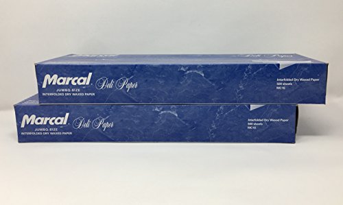 Marcal Deli Wrap Interfolded Wax Paper. Dry Waxed Food Liner Jumbo Size 15 Inch by 10.75 Inch. Total of 1000 Sheets (2 x 500 Packs)