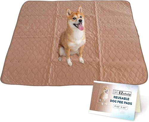 Image of EZwhelp Reusable Dog Pee Pads - Waterproof Training Pads for Dogs - Washable & Sanitary - Rounded Corners - Laminated, Lightweight, Durable - Pet Essentials for Puppy Training and Whelping - 48 inch x 60 inch