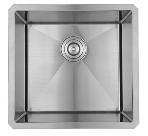 Starstar 16 x 18 inch Undermount 304 Stainless Steel Single Bowl Bar/Kitchen/Laundry/Yard/Office Sink (Without Grid)