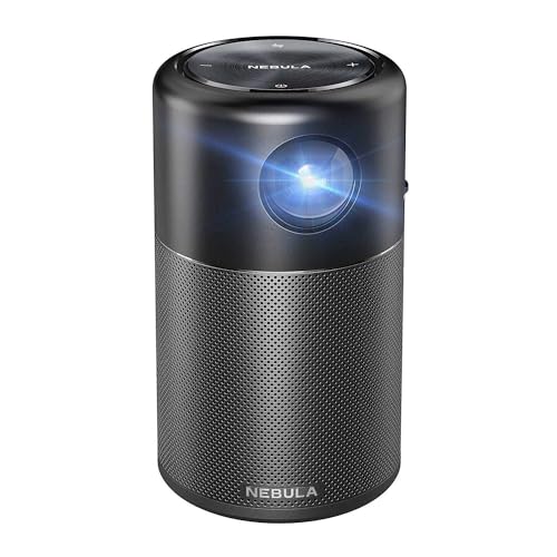 Image of Nebula Capsule, by Anker, Smart Wi-Fi Mini Projector, Black, 100 ANSI Lumen Portable Projector, 360 Speaker, Movie Projector, 100 Inch Picture, 4-Hour Video Playtime, Outdoor Projector-Watch Anywhere