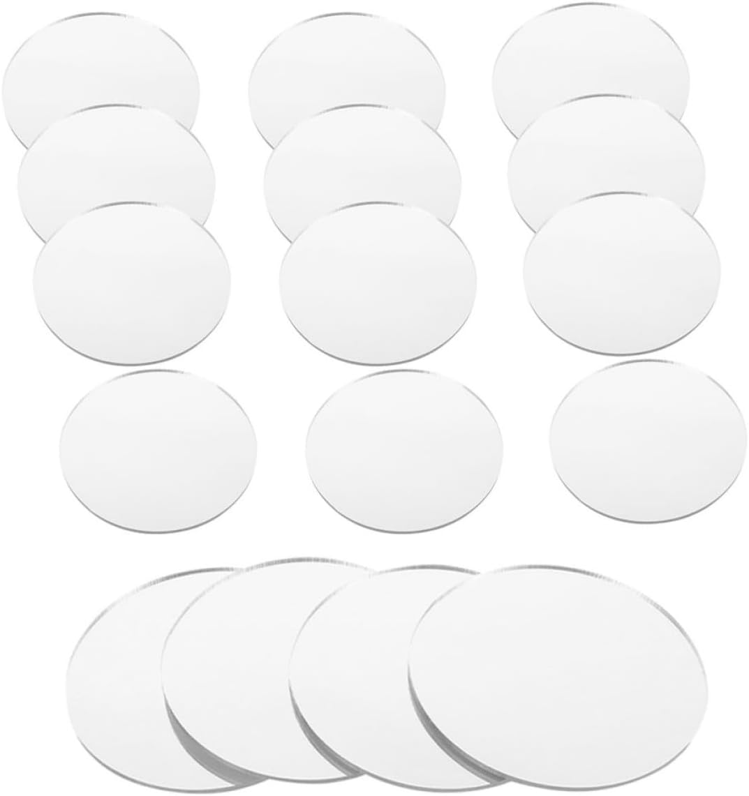 Mirror Makeup, and Application Distortion-Free Reflection 20pcs Small Acrylic Sheets for Precise Circular Compact Replacement Mirrors for Travel and Crafts