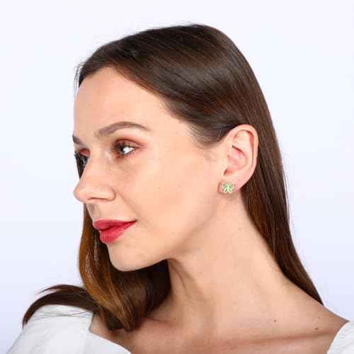 Image of Crystal Butterfly Earrings,Inlaid with Zirconia,Hypoallergenic Children's Diamond Silver Earrings,Birth Gift Birthday Valentine's Day Mother's Day Graduation Gift