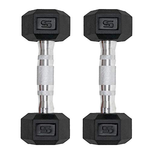 Dumbbells Set Of 2 Hex Rubber Encased Dumbbells, Weights Dumbbells Set With Metal Handle For Exercise And Fitness (5 Lb, Pair) #TOP1