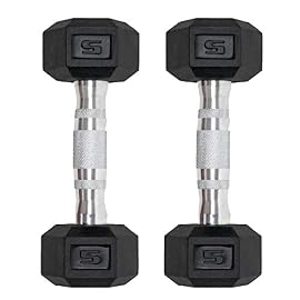 Bovvflex Dumbbells Set of 2 Hex Rubber Encased Dumbbells, Weights Dumbbells Set with Metal Handle for Exercise and Fitness