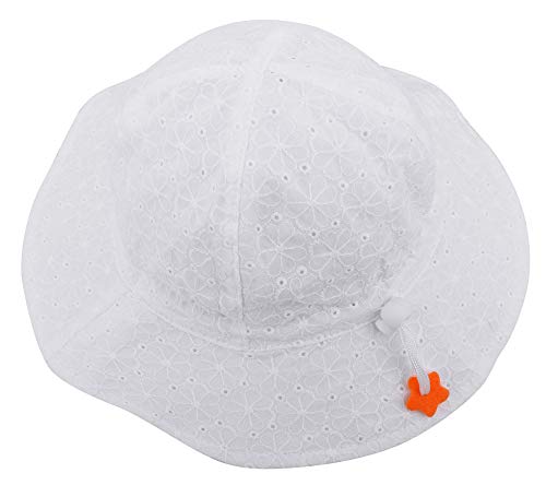 ThunderCloud Baby 50+ UPF Sun Protective Wide Brim Bucket Hat,White Flower,0-12 Months - Thumbnail 2
