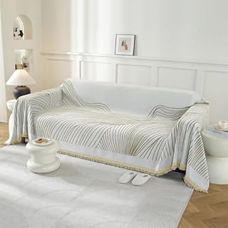 YSTELLAA Copridivano 3 Posti, 180×340CM, Telo Copridivano Universale Quattro Stagioni, Copritutto Per Divano Arredamento Per La Casa, Antimacchia, Lavabili, Cachi-Curve