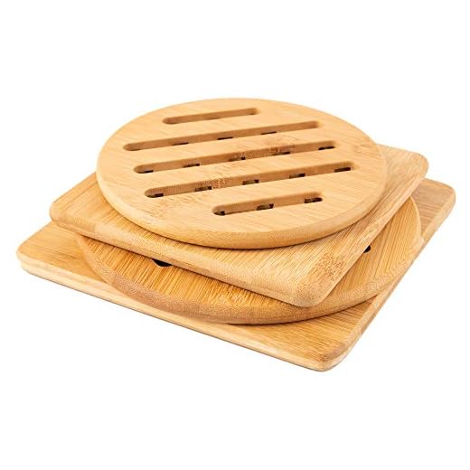 VEOLEY Bamboo Trivet Mat Set for Instant Hot Pot/Dishes/Bowl/Teapot/Pads/Hot Pot Holders Heat Resistant Trivet 4Pack, Multi Size, 2Round (S + M), 2Square (S + M)