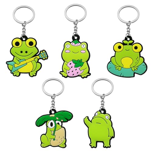 5 Pièces Porte-Clés Grenouille, Porte-Clés De Dessins Animés d'animaux, Porte-Clés Amusants, Cadeaux De Grenouille pour Filles Et Garçons