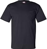Bayside Men's Classic Style Heavyweight Pocket T-Shirt, Navy, Large