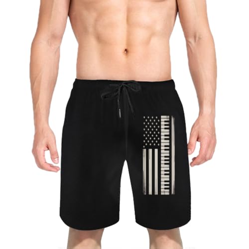 Piano American Flag Pianist USA Mens Swim Trunks Boys Quick Dry Board Shorts with Mesh Lining3