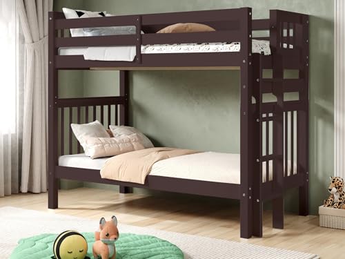 Bedz King Tall Bunk Beds Twin over Twin Dark Cherry