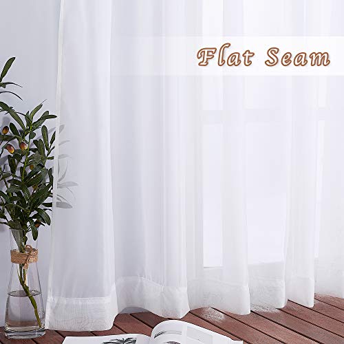 Nicetown White Window Sheer Curtain Panels - Window Treatment Rod Pocket And Back Tab Voile Sheer Curtains For Patio/Villa/Wedding/Sliding Door (Set Of 2, 54 Wide X 95 Inch Long) #TOP5