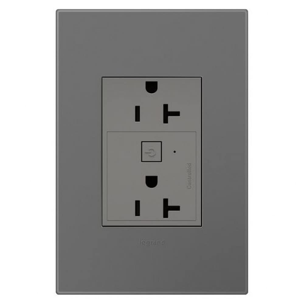 Legrand adorne with Netatmo WiFi Enabled Smart 20A Outlet in Magnesium, Plus-Size, WNAR203M1