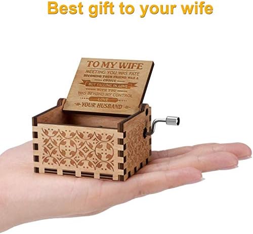 Sakruda Wooden Music Box for Wife You Are My Sunshine,Gift from Husband to Wife,Hand Crank Music Box Laser Engraving Handmade Musical Box Mechanism Antique Gift for Wife on Valentines Day,Birthday