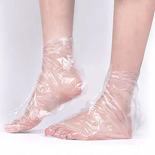 200Pcs Clear Plastic Disposable Booties, Paraffin Bath Liners For Foot Pedicure Hot Spa Wax Treatment, Larger Thicker Thermal Therapy Feet Covers Bags Plastic Socks Liners #TOP2