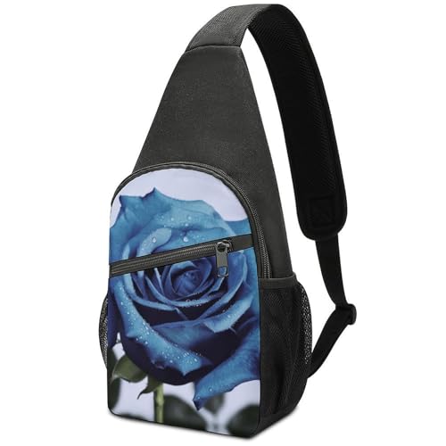 Mochila Crossbody Pequeña Deportiva Azul con Estampado Floral miniatura 1