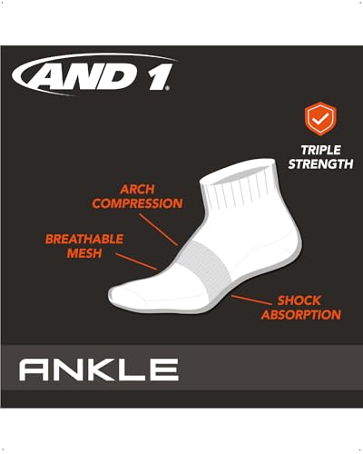 AND1 Boys Quarter Socks - 8 Pack Moisture Wicking Cushioned Athletic Basketball and Running Socks for Boys (Sizes: S-L)2