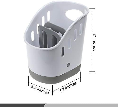 Kitchen Sink Sponge Holder, Dish Soap Caddy Organizer Kitchen Sink Basket Organization with Removable Compartment Non-Slip Base, Sponge Holders for Sink with Holes for Brush Sink Utensil Holder