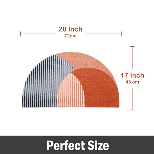 THRILRUG Half Round Inside Door Mats for Front Door Mat Indoor 17"x28" Entryway Rug Boho Door Mat,Half Circle Cute Welcome Mat Indoor Entrance mats,Semicircle Non-Slip Low-Profile (17"x28") - image 7