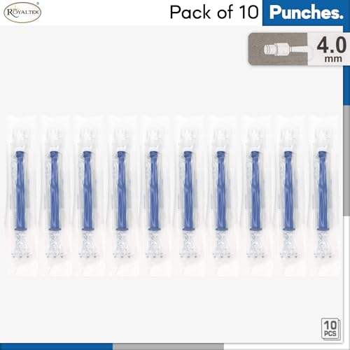 Scientific Labwares Disposable Punch Biopsy with Protective Cap, 4.0mm, Sterile, Single Punch Blade, Indivdually Packed (Box of 10)