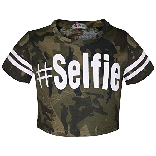 Crop top militar de niñas con leggings de moda verde 2