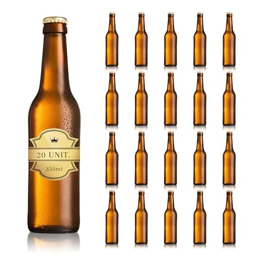 20 Bouteilles de Bière en Verre Ambre 33cl avec Capsules Métalliques | Verre Protecteur UV pour Bières Artisanales et Boissons
