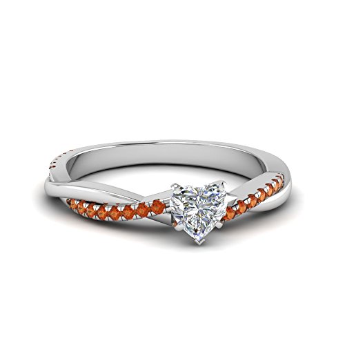 Image of 55Carat Choose Your Gemstone 925 Sterling Silver Infinity Twist Ring Crystal Heart Shape Side Stone Wedding Valentine Wear Promise Ring with Pave Setting for Women Size US 4 to 12