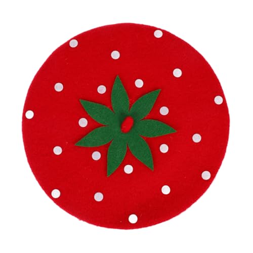 Béret fraise en laine haut de gamme chapeau peintre rétro 25cm