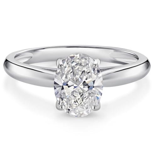 Gem Stone King 0.75-1.50 Ct 10K White Gold IGI Certified White Lab Grown Diamond Solitaire Anniversary Engagement Ring For Women | E-F Color | VS1-VS2 Clarity | Available In Size 5-10