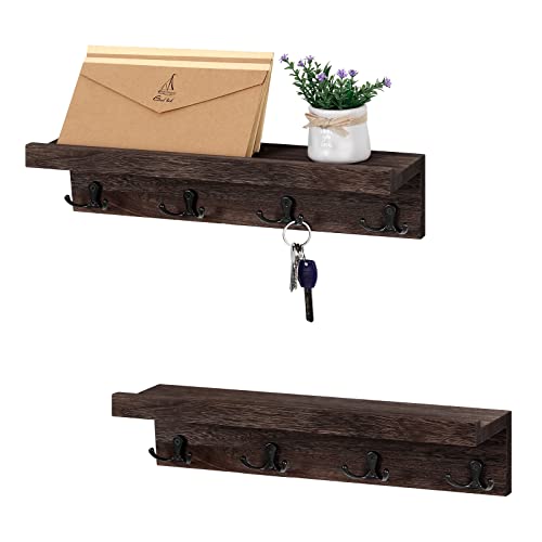 Bty Coat Rack Wall Mount With Shelf, Wall Mounted Coat Rack For Towel Key Hat, Rustic Wood Wall Hooks With Shelf For Kitchen, Bathroom, Entryway, 2 Pack Entryway Shelf With Hooks #TOP27