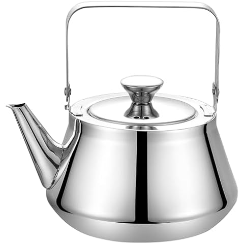SANQIAHOME 1.6 Quart stainless steel teapot with Infuser A modern, minimalist style Cover