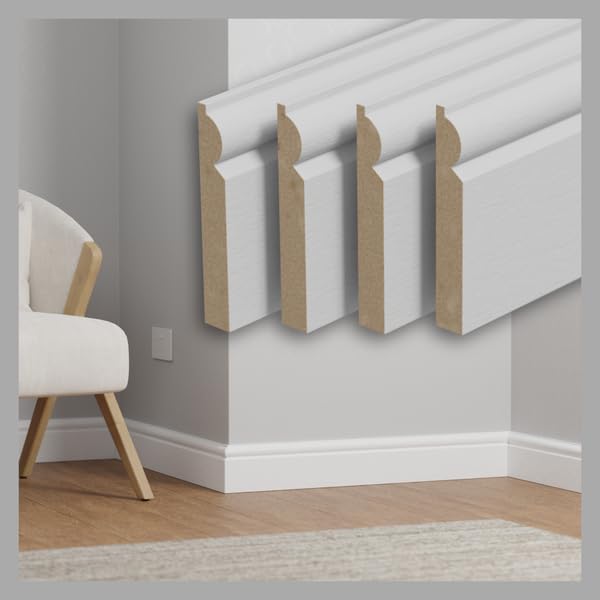 Torus MDF White Primed Skirting Boards in Various Pack Sizes (120mm x 2.2m) (8)