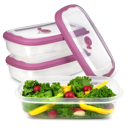 Tribello Plastic Food Storage Containers With Lids - 53 Oz Airtight Container Box For Food Storage, Meal Prep, Freezer, Microwave And Dishwasher Safe, Steam Vent Lids, BPA-Free - 3 Pack
