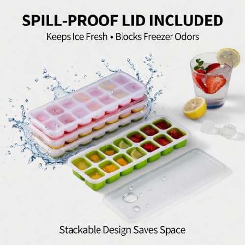 Set de 2 Moldes de Silicona para Cubitos de Hielo con Tapa miniatura 4