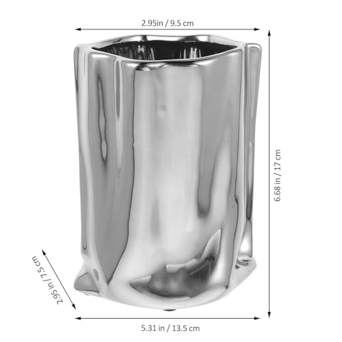 Jarrón de cerámica plata de diseño sencillo para mesa de centro 3