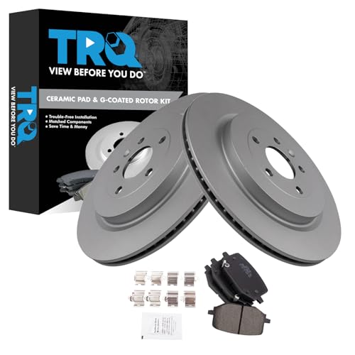 Image of TRQ Rear Brake Pad and Rotor Set Ceramic G Coated Rotors Compatible with 2013-2019 Ford Police Interceptor Utility