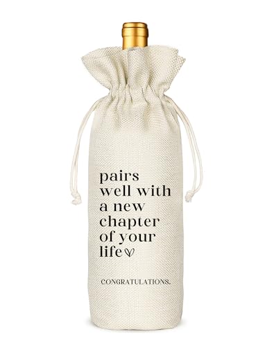 TBITON New Job Gifts Farewell Gifts for Coworkers New Beginning Gifts Wine Gift Bags Going Away Gift for Friends Coworker Boss Pairs Well With A New Chapter of Your Life (Beige-NEW JOB02)