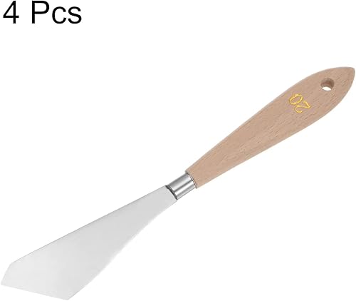 Miniatura 3 de 4pcs No.20 Paleta Cuchillos 1.260 in Ancho Acero Inoxidable Gran Inclinación Espátula Pintura Cuchillo de Paleta con Mango de Madera para Óleo