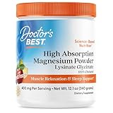 Doctors Best High Absorption Magnesium Powder Lysinate Glycinate 100% Chelated, Muscle Relaxation & Sleep Support, Gluten Free, Vegan, 100% Chelated Net Wt. 12.1 oz (340 Grams), Fruit Punch Flavor