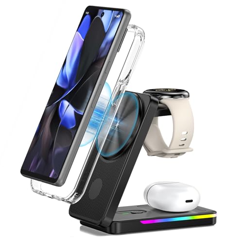 Pliable 3 en 1 Chargeur sans Fil pour Google Buds Pro 2 pour éviter les câbles de Pixel 9