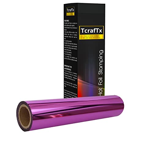 TcrafTx Foil Transfer Sheets for Hot Stamping Foil, 5.90inx82ft Heat Transfer Paper and Foil Rolls, Hot Foil Transfer Roll for Various Color Craft, Fabric and T-Shirt, DIY Projects, Metalic Pink