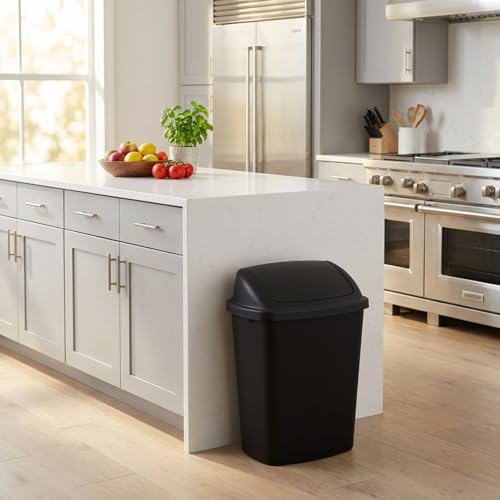 Paquete de 4 canecas de basura negras de 10 gal en plástico miniatura 5