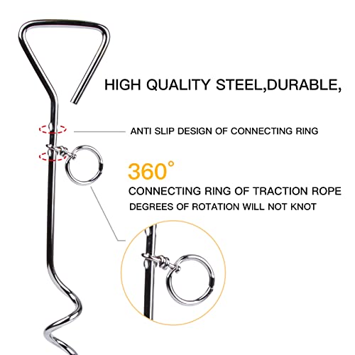 33ft(10M) Dog Tie Out Cable with 18" Spiral Ground Stake Spike, Out for Outdoor Yard and Camping, Small to Medium Dogs (Red - Image 4