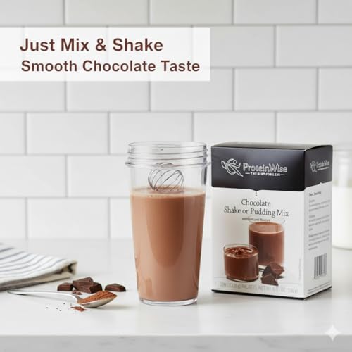 Image of PROTEINWISE Milk Chocolate Shake or Pudding, High Protein, Weight Loss Friendly, Low Carb, Health Snack, Bariatric and Diabetic Friendly, 7 /Box