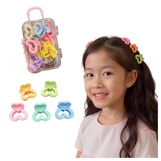 Kit com 10 Presilhas de Cabelo Infantis Coloridas Acessórios para Meninas com Malinha Divertida para Organização e Presente (Coração Divertido)